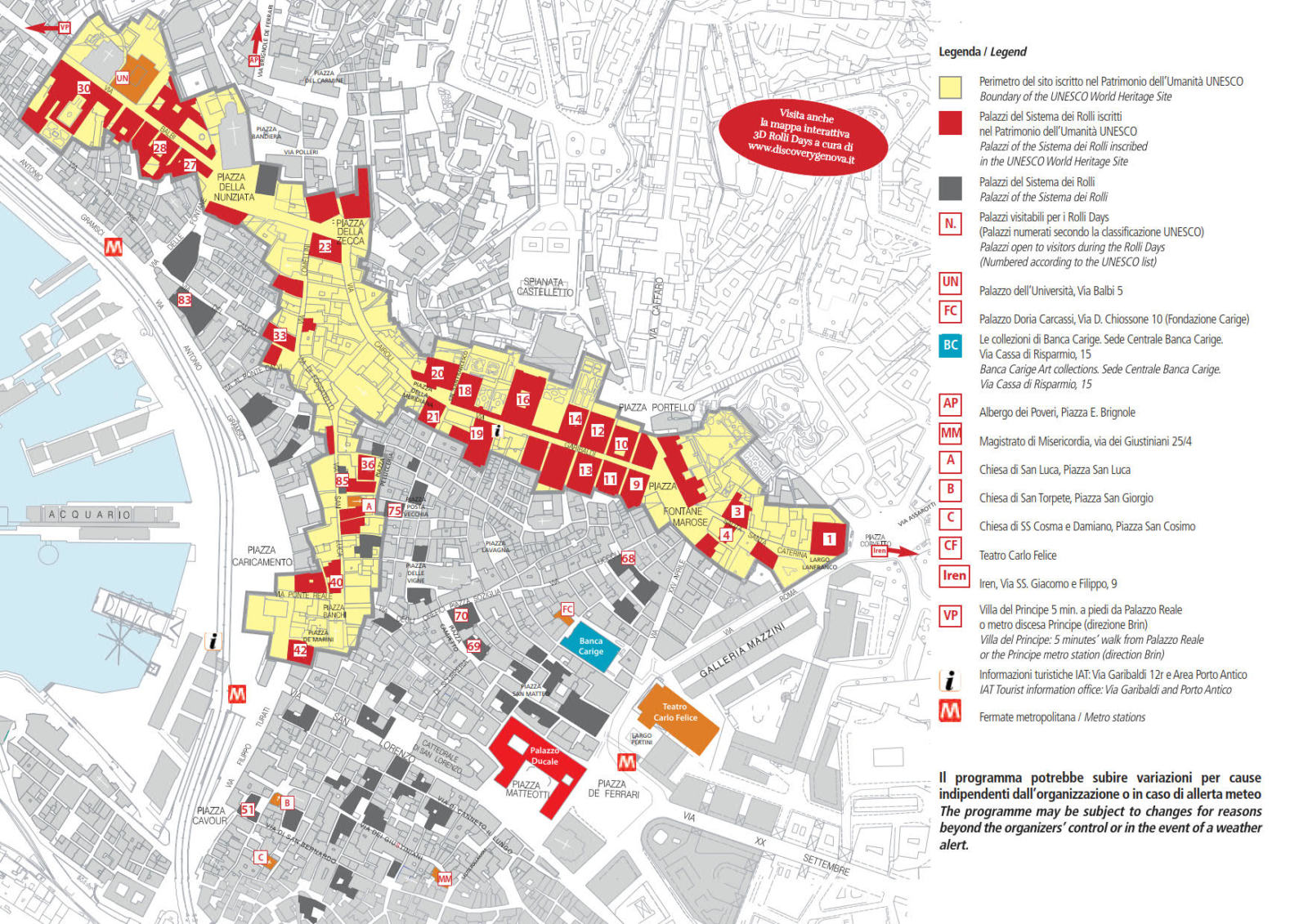 Mappa Palazzi Rolli - Genova Maggio 2019