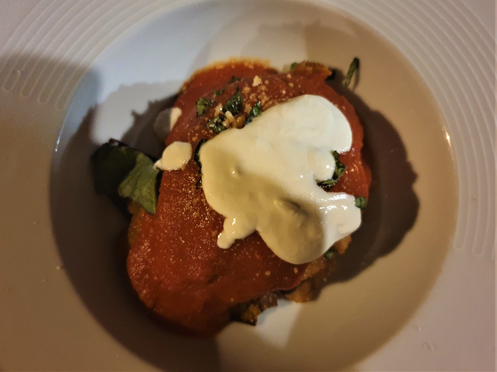 Parmigiana di spada con burrata e pomodoro